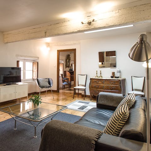 Sink into the plump leather sofa with a glass of Cabernet Sauvignon