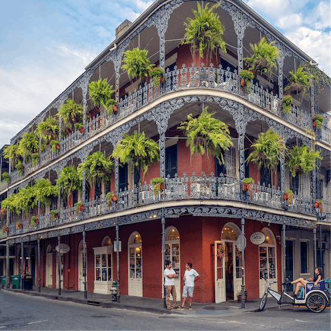 Take a ten-minute stroll down to the historic French Quarter