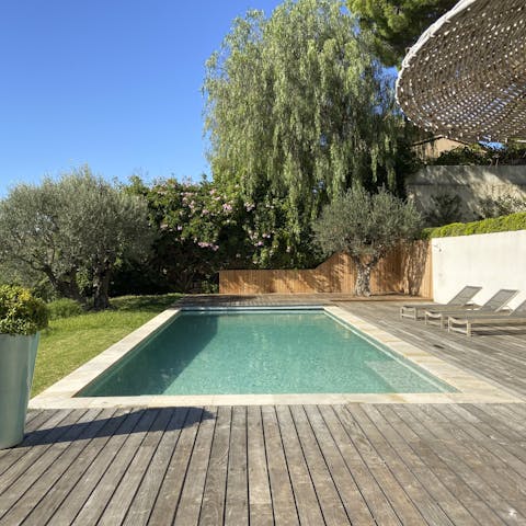 Jump into the pristine pool to cool off from the midday sun