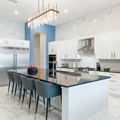 Cook for a crowd in the large modern kitchen