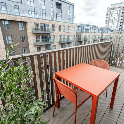 Enjoy your morning coffee on the private balcony