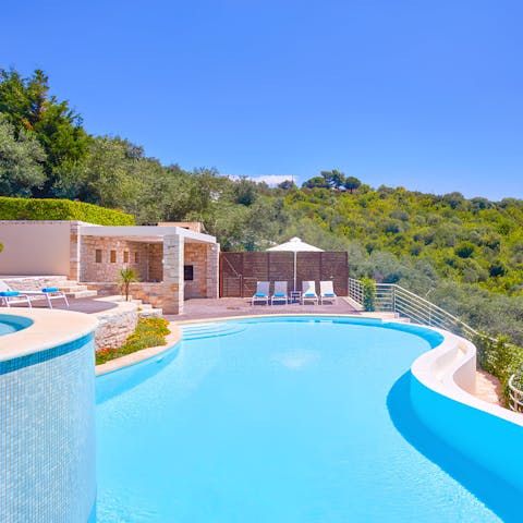 Swim in the private pool to beat the Greek heat