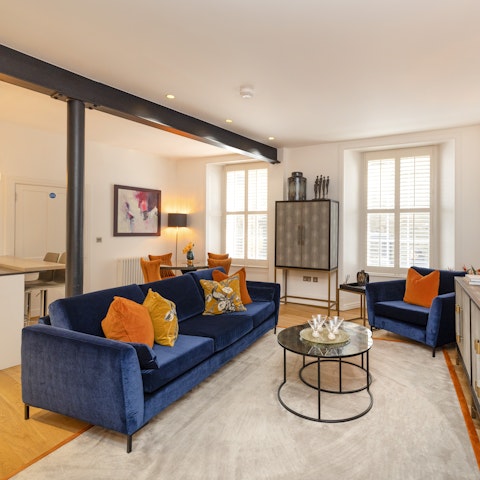 Take a seat on the plush sofa after a busy day of sightseeing in Scotland's capital