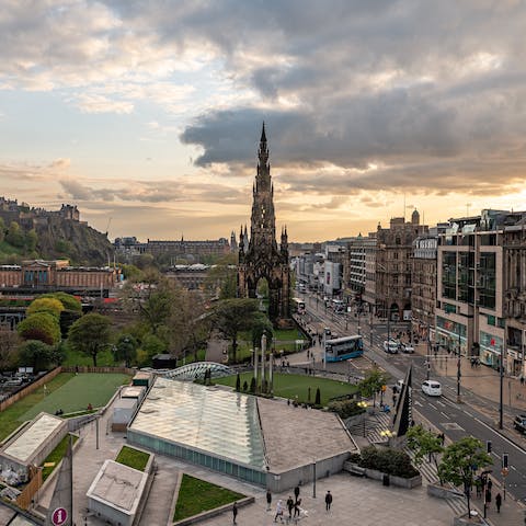 Browse the high-end boutiques on Princes Street, a three-minute stroll from this home