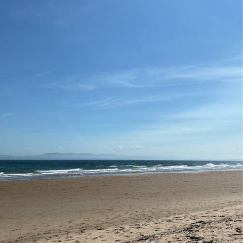 Take a walk on the sands at Burntisland, a ten-minute drive away