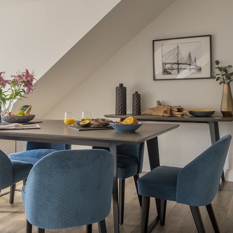 Get together around the dining table for lazy breakfasts and hatch plans for the day