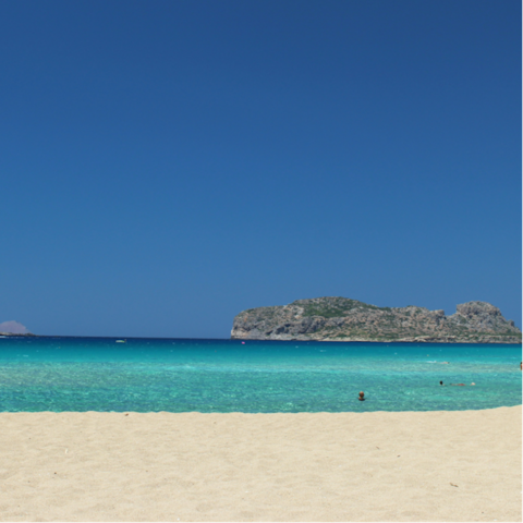 Sink your toes into sand – Loutraki beach is 400 metres away