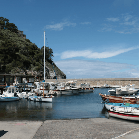 Walk along the seafront at Marina Lobra in nearby Massa Lubrense, ten-minute drive away