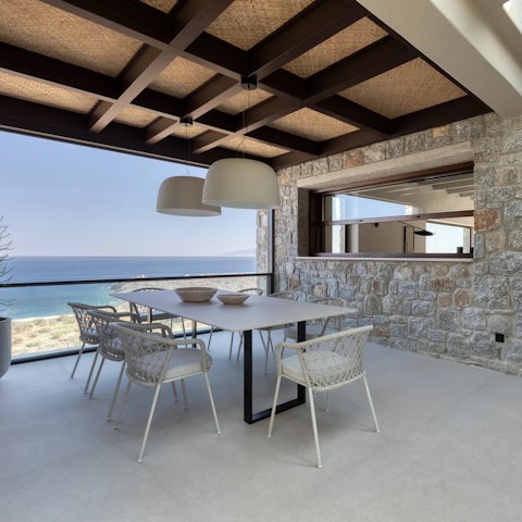 Enjoy incredible sea views while dining on the terrace