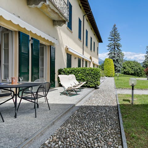 Enjoy a meal in the open air on the patio