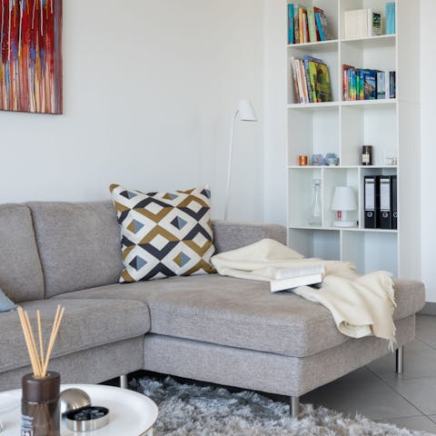 Relax after a long day in the stylish living room