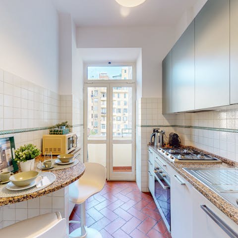 Cook some cacio e pepe in the kitchen