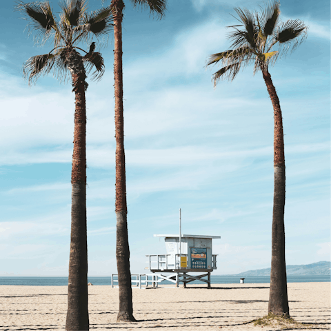 Sink your toes in the sand at Venice Beach, five-minute walk away