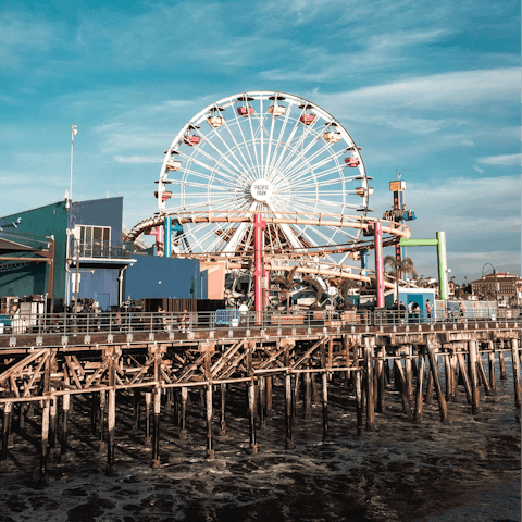 Take a ride on the  Pacific Wheel at Santa Monica Pier, 3 miles away