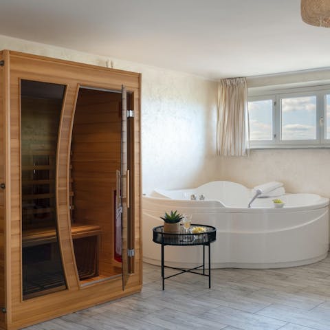 Feel a wonderful sense of wellbeing after a session in the sauna