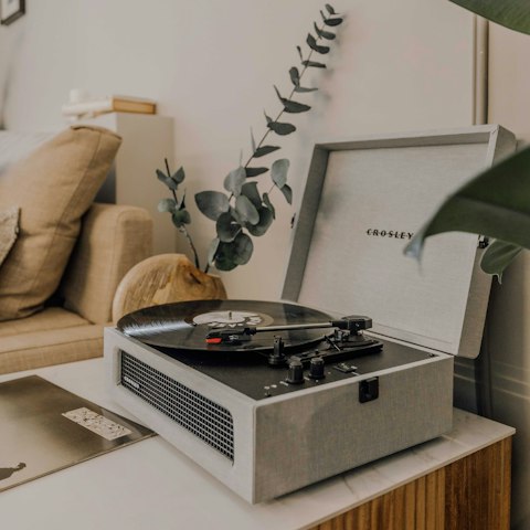 Listen to your favourite record and unwind in the living area