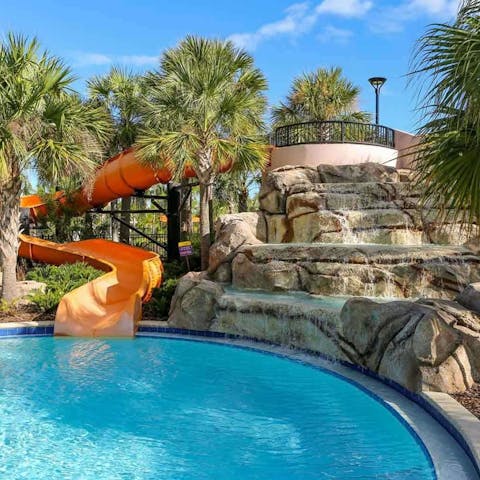 Head to the communal pools for family fun