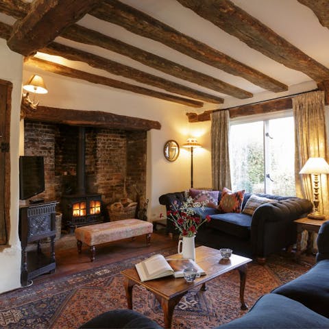 Cuddle up in front of the fireplace with a cup of cocoa in the evenings