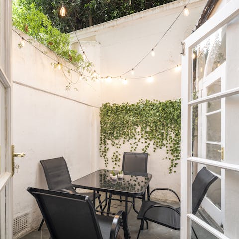 Enjoy a morning coffee or an evening wine on the terrace