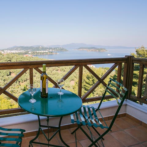 Toast your holiday with a bottle of local wine on the balcony