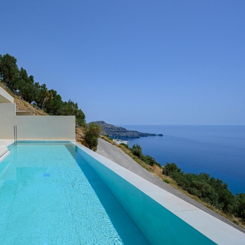 Swim lengths while taking in that beautiful sea view