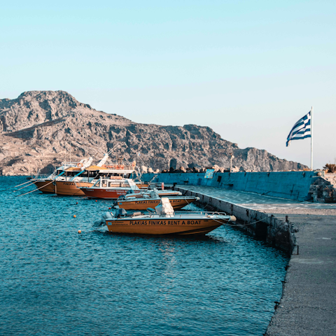 Hire a boat and set sail from Plakias, ten minutes away by car