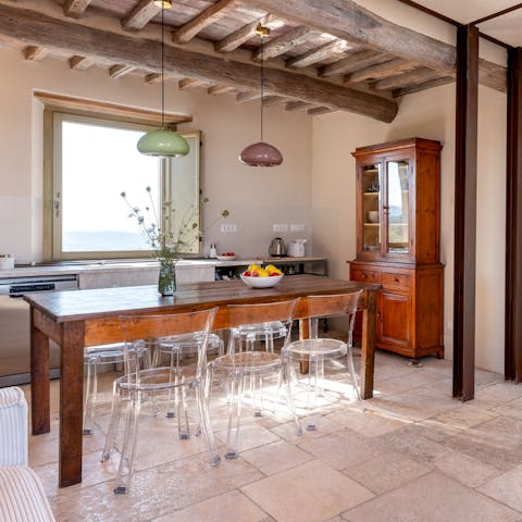 Cook in the pretty kitchen or fire up the barbecue