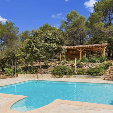 Dive into the private pool and soak up the sun