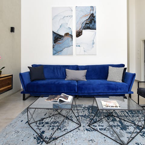 Flick through a magazine in the calming living space