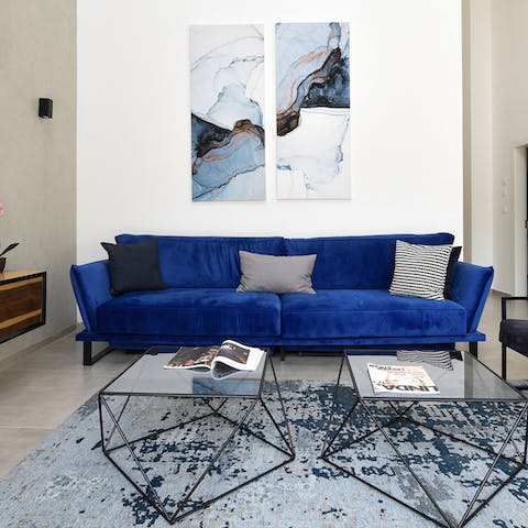 Flick through a magazine in the calming living space