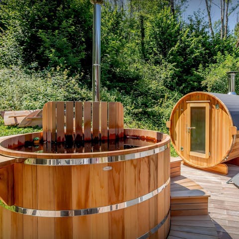 Enjoy total relaxation from the hot tub and sauna
