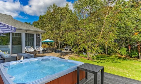 Slip into the hot tub after cycling the trail
