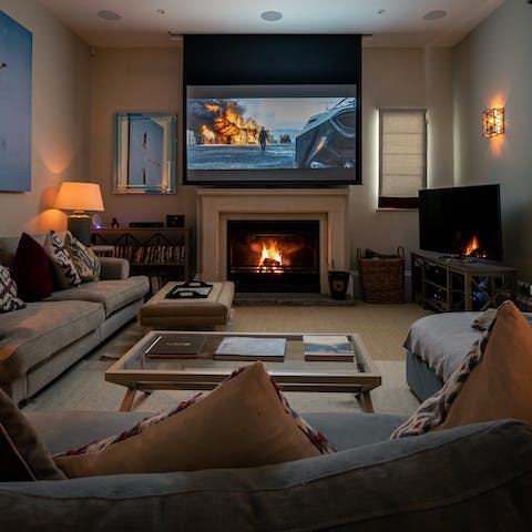 Gather the group together for a film night with the home cinema setup