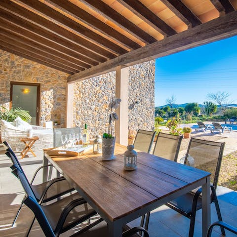 Serve up some Spanish tapas and sangria at the alfresco dining area