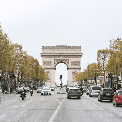 Stay a ten-minute walk from the iconic Champs-Élysées