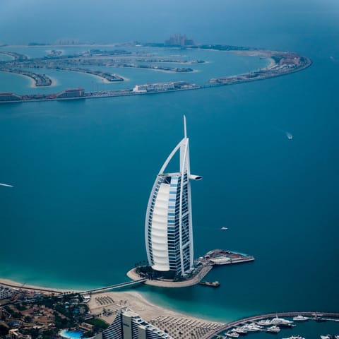 Stay in Palm Jumeirah and spend your days relaxing on the private beach