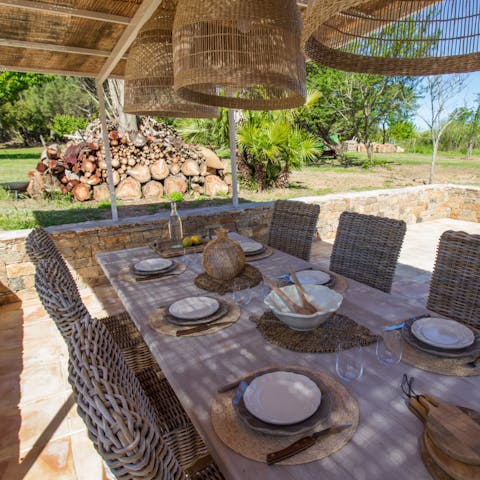 Bring mealtimes outside with the shaded terrace