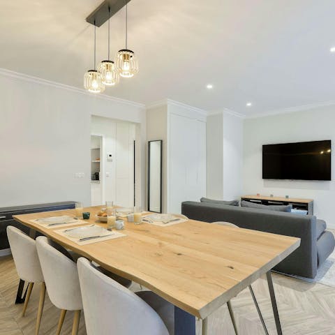 Snack on brie around the dining table