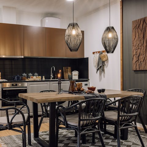 Share memorable tapas feasts around the family-style wooden table