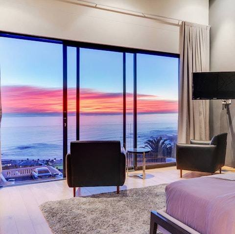 Enjoy glorious sunsets with a glass of Champagne