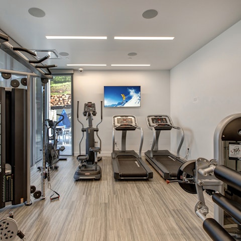 Keep up your fitness regime in the shared gym while away in the USA