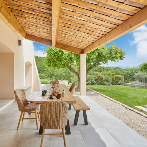 Relax in the shade of the scenic terrace