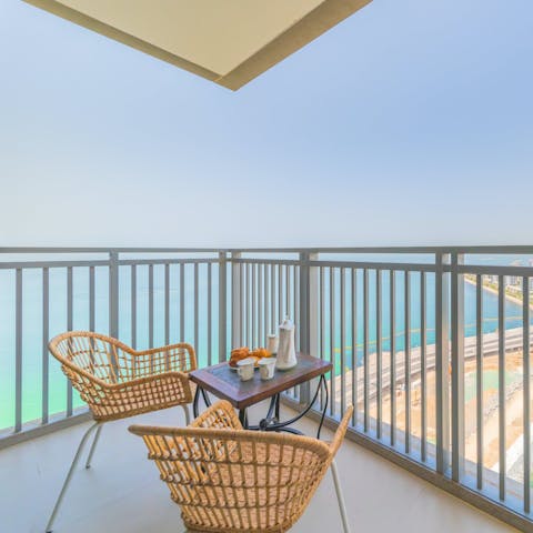 Watch a knockout sunset from the private balcony