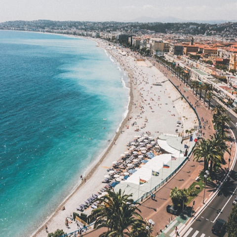 Take a 10-minute stroll down to Nice's beachfront
