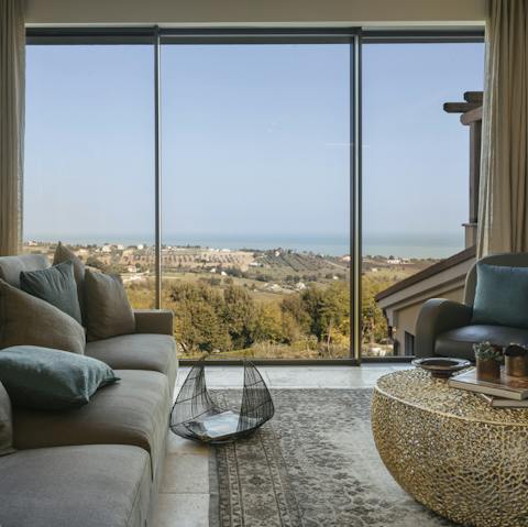 Floor-to-ceiling windows with striking views