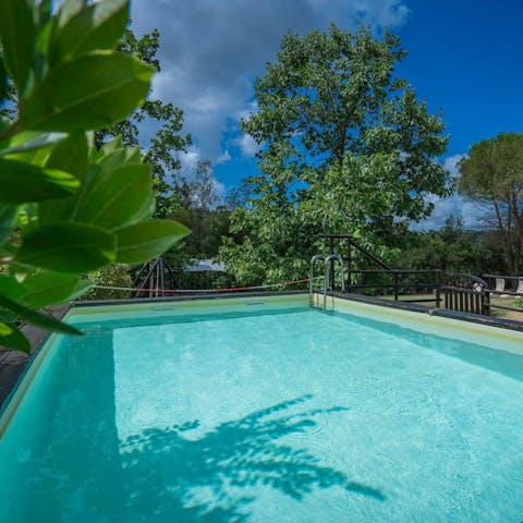 Cool off in the private pool surrounded by lush gardens
