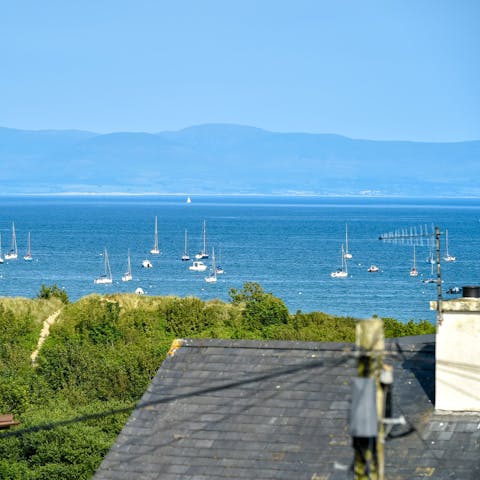 Enjoy breathtaking views down to the sea from the house