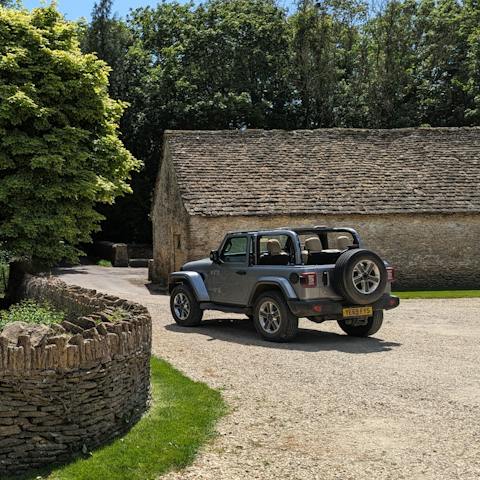 Take the convertible Jeep for a ride