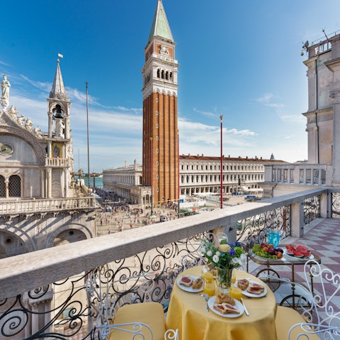 Enjoy the stunning views of St. Mark's Square over breakfast