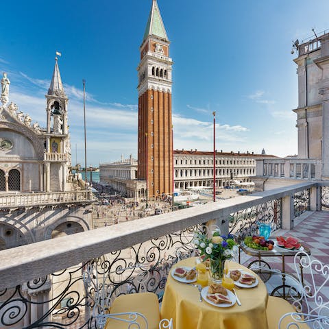Enjoy the stunning views of St. Mark's Square over breakfast